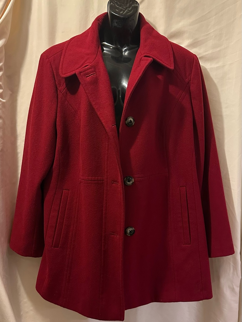 London Fog Women's Dark Red Wool-Blend Coat